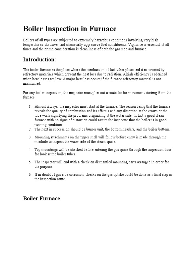 Boiler Inspection in Furnace | PDF | Boiler | Furnace