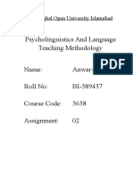 Psycholinguistics and Language Teaching Methodology: Allama Iqbal Open University Islamabad