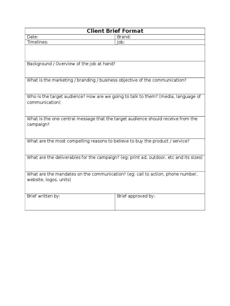 Client Brief Template Guide | PDF | Career & Growth