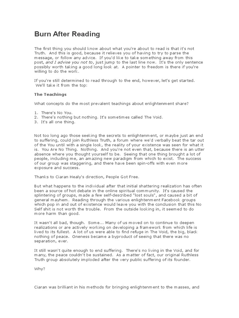 Burn After Reading PDF Reality Thought