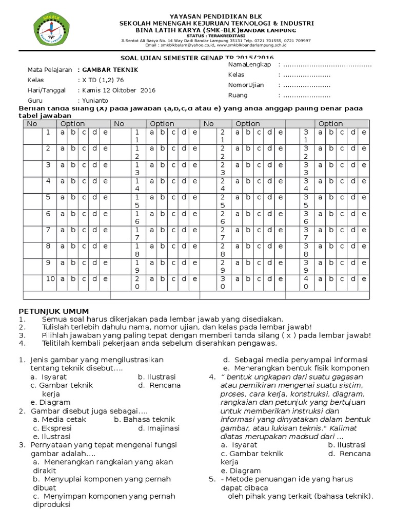 161011 Soal MID Gambar Teknik