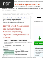 110 TOP MOST Measurement and Instrumentation - Electrical Engineering Objective Type Questions and Answers Electrical Engineering Multiple Choice Questions PDF