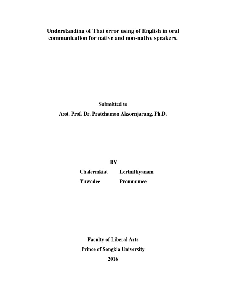 Thai English Errors in Oral Communication | PDF | Accent ...