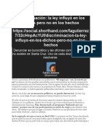 Discriminación La Ley Influyó en Los Dichos Pero No en Los Hechos