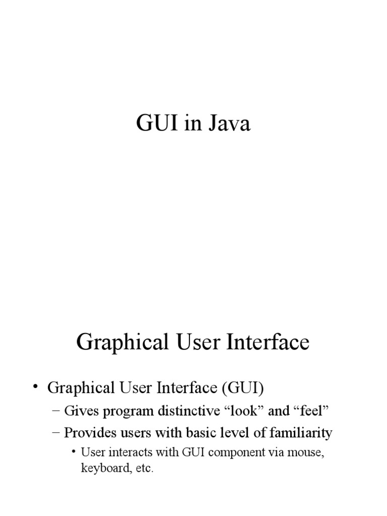 Create GUI in Java | PDF | Graphical User Interfaces | System Software