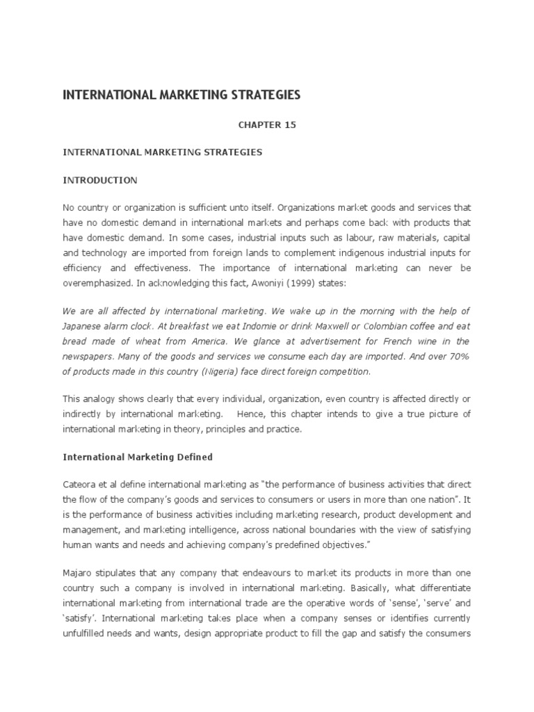 International Marketing Strategies | PDF | Exports | Marketing