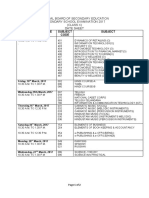 Date Sheet of Class X - 2017