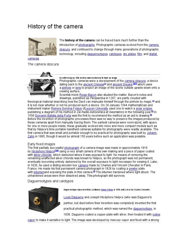 History of The Camera PDF Digital Photography Camera