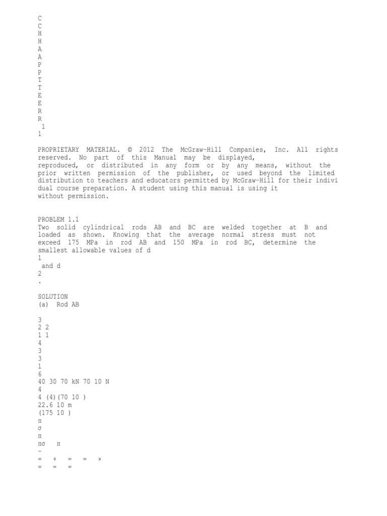 230056413 Beer Mechanics of Materials 6th Solutions Chapter 1 PDF | Sine |  Triangle