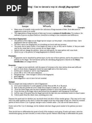 Classification Of Fingerprints Worksheet Fingerprint