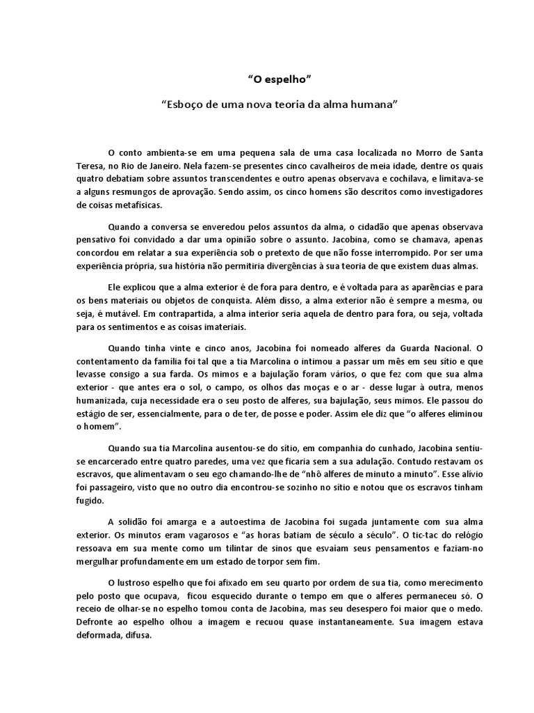 O Espelho Machado de Assis Realismo