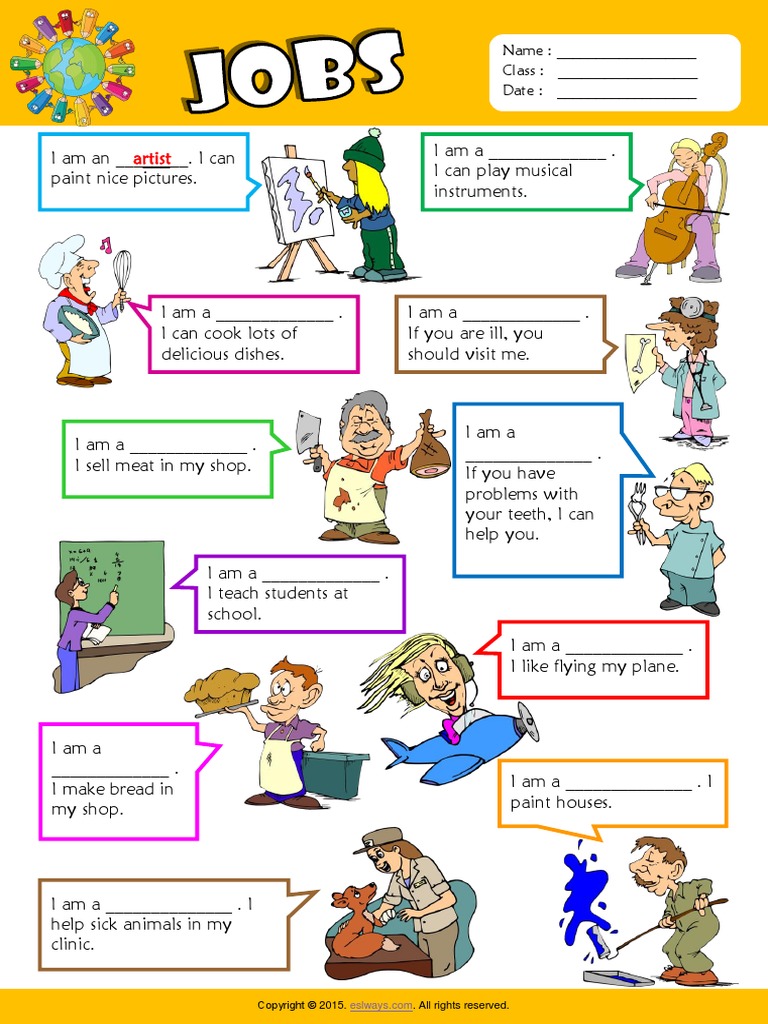 jobs esl vocabulary find the words worksheet for kids pdf