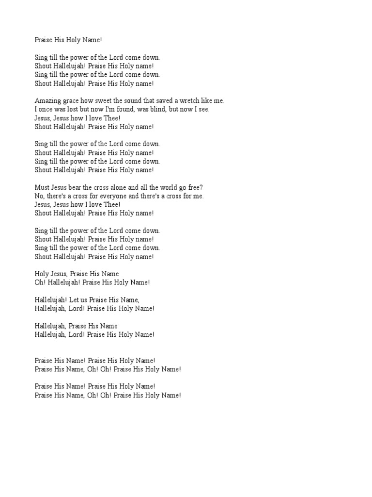 Praise His Holy Name Lyrics | PDF