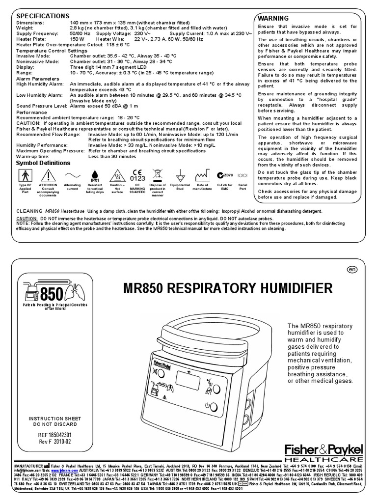 MR850 Humidifier User Manual Manufactured Goods Equipment Free 30
