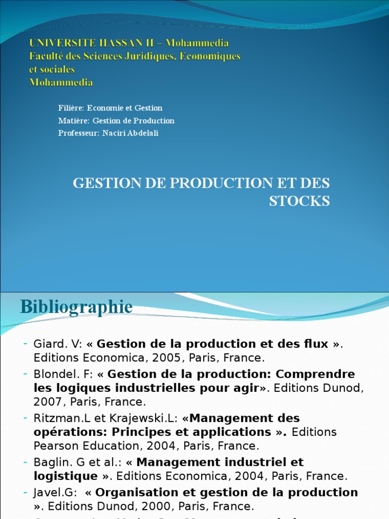 Gestion de Production et Stocks: Guide Complet | PDF | Inventaire ...