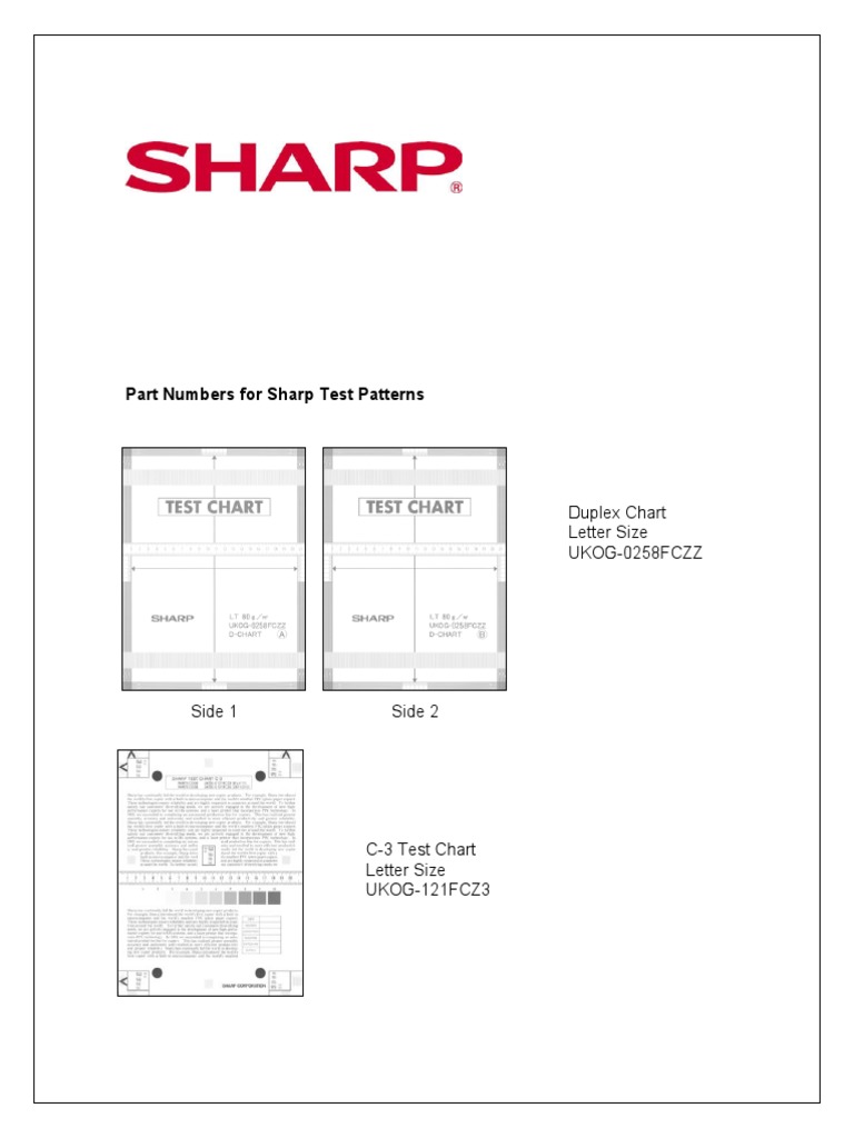 Sharp Test Patterns Part Numbers | PDF