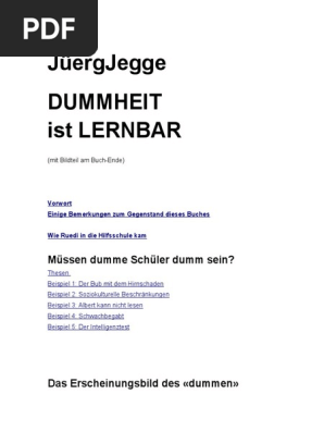 jurg jegge dummheit ist lernbar erfahrungen mit schulversagern pdf