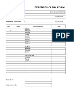 Employee expenses claim form