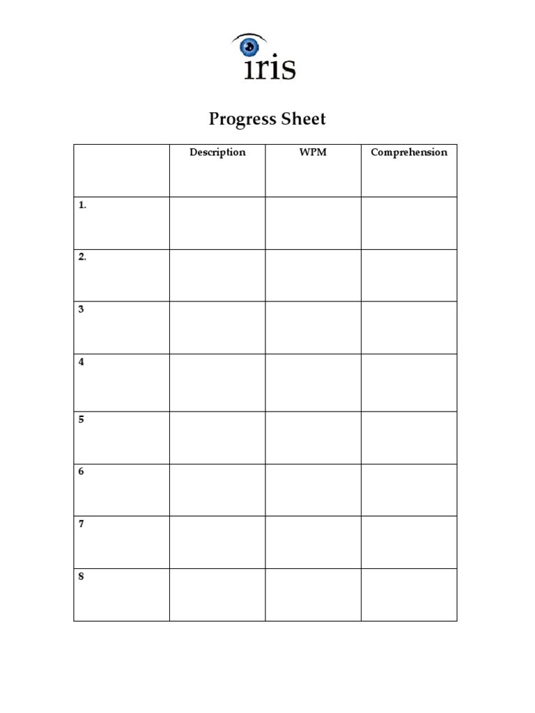 Progress Tracking Sheet for WPM & Comprehension | PDF
