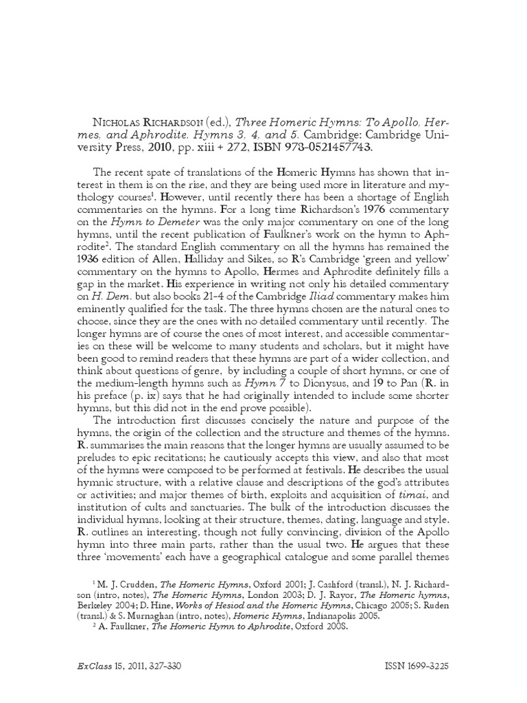Three Homeric Hymns | PDF | Homer | Apollo