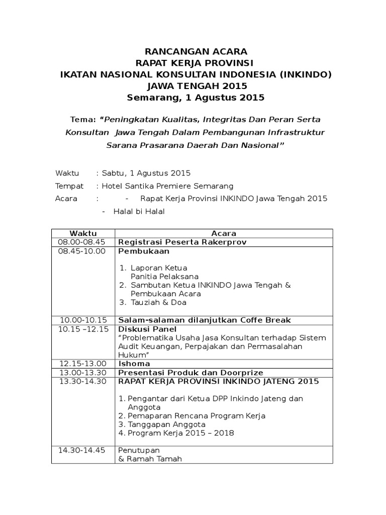 Susunan Acara Rapat Raker 2015 | PDF | Seni
