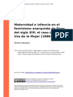 Lescano Aime (2015) - Maternidad e Infancia en El Feminismo Anarquista de Fines Del Siglo XIX El Caso de La Voz de La Mujer (1886 - 1887) PDF