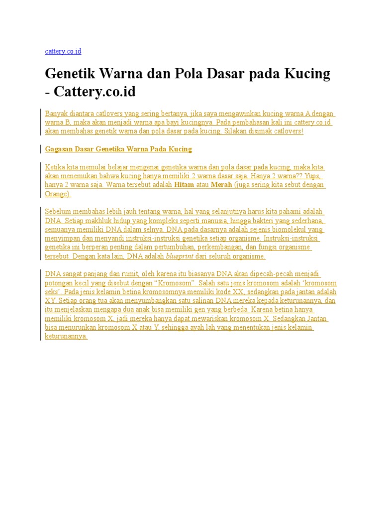 Genetik Warna Kucing  PDF