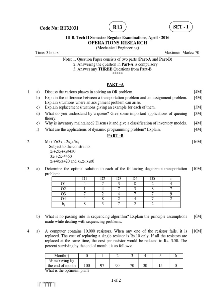 Operations Research April-2016 | PDF | Dynamic Programming ...