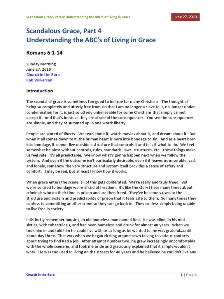 Scandalous Grace, Part 4 | PDF | Grace In Christianity | Epistle To The ...