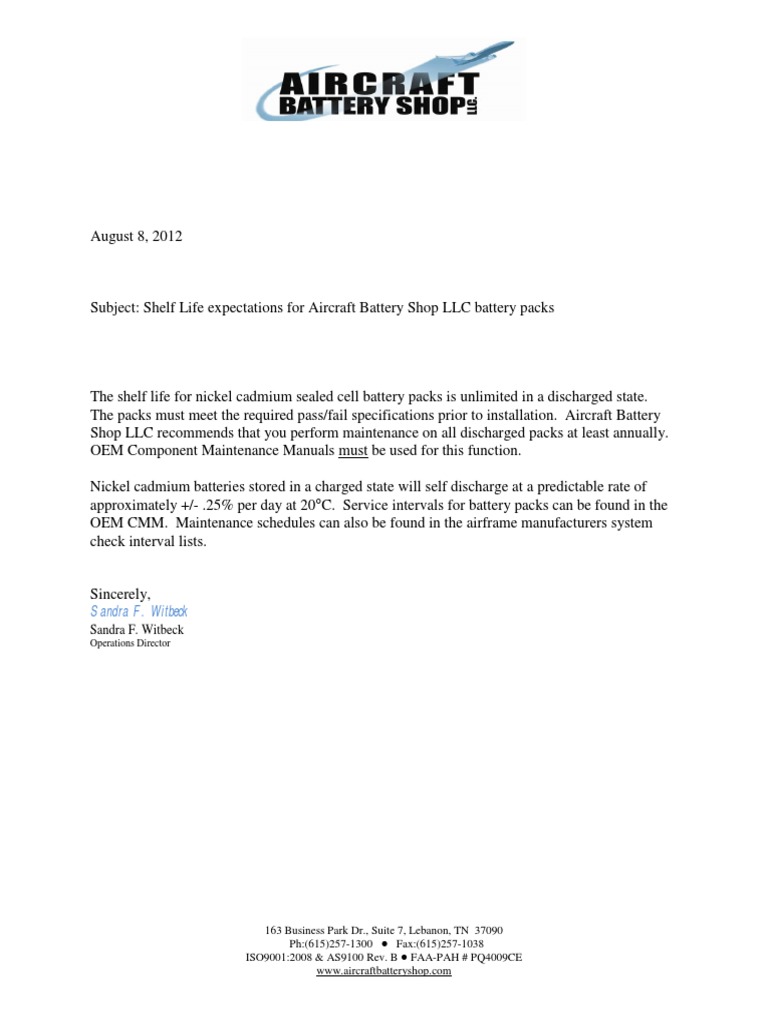 ABS Shelf Life Letter PDF