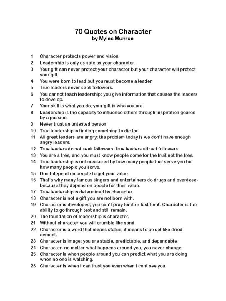 Dr. Myles M. - 70 Quotes On Character | PDF | Leadership, image size:768x1024