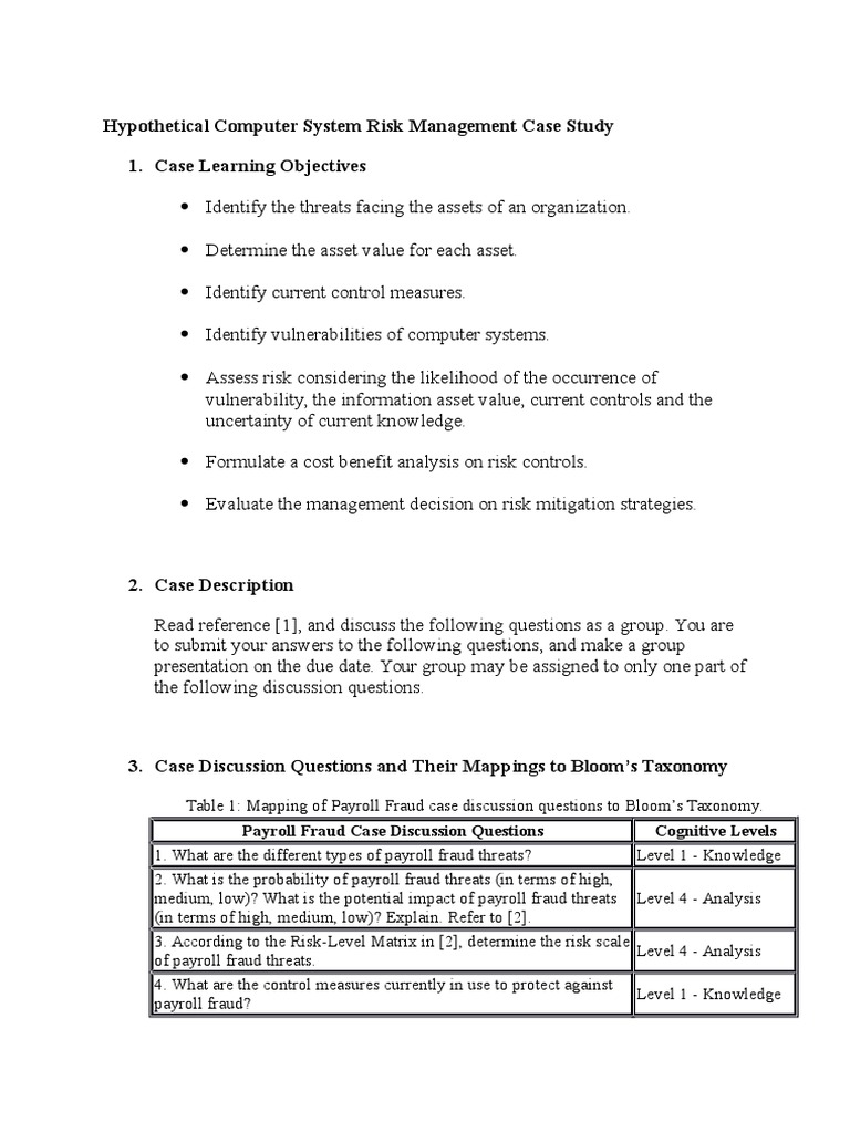 risk management in business a case study