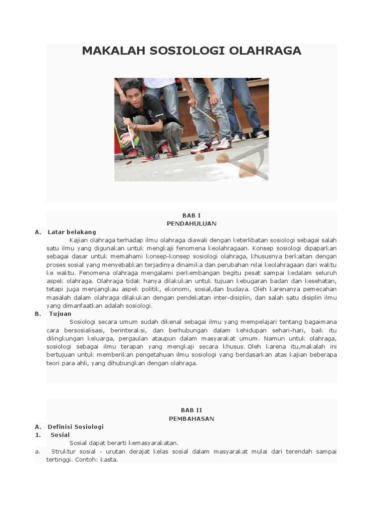 Makalah Sosiologi Olahraga