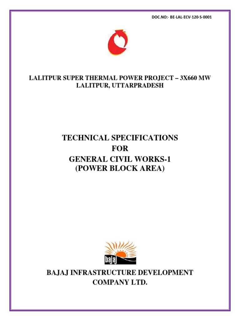 Civil Work Power Block Area | PDF | Specification (Technical Standard ...
