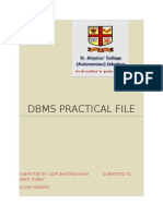 Dbms Practical File: Submitted By: Aditi Bhattacharya Submitted To: Ankit Dubey