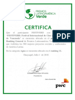 Certificado Premios Latinoamerica