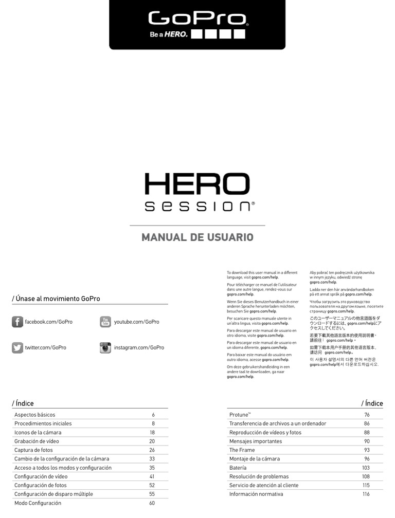 Manual GoPro Hero Session Aplicación movil Control remoto