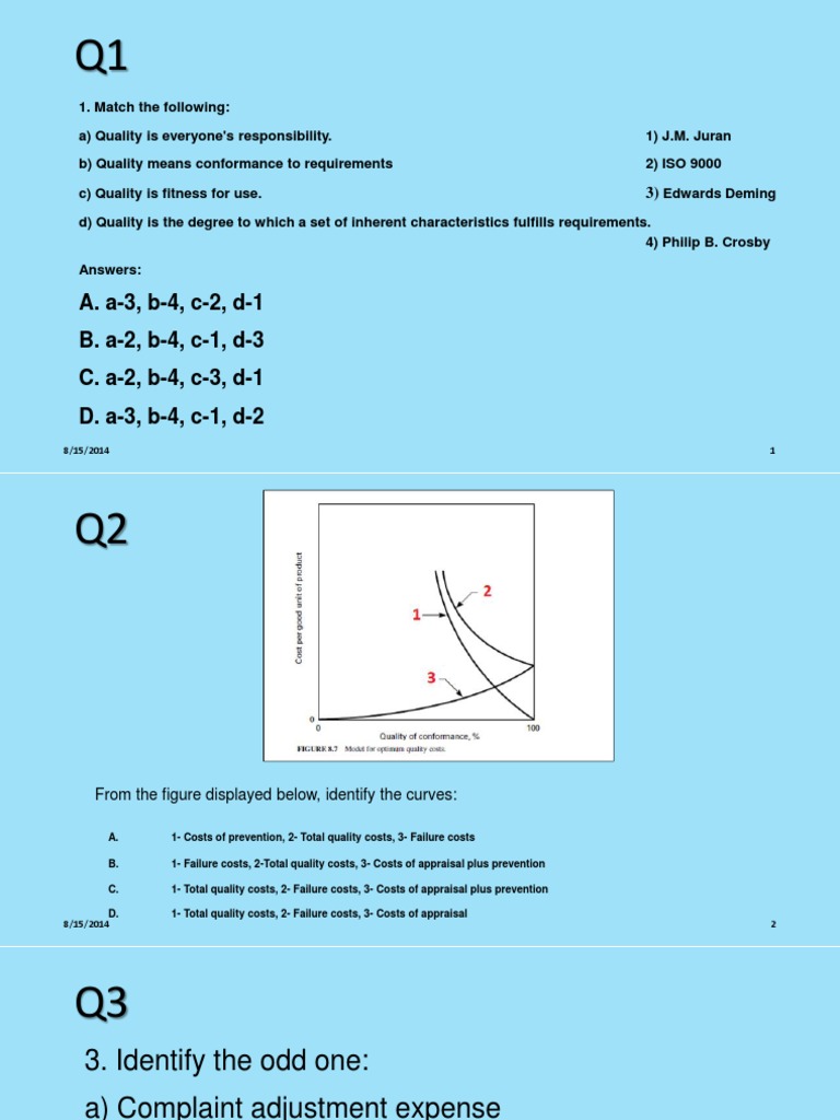 Quality Management Quiz Questions | PDF | Quality Management | Quality ...
