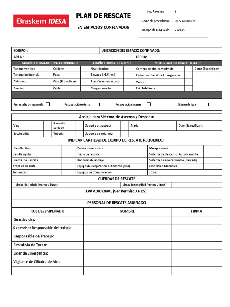 Formato para Plan de Rescate en espacios Confinados Calderas.pdf