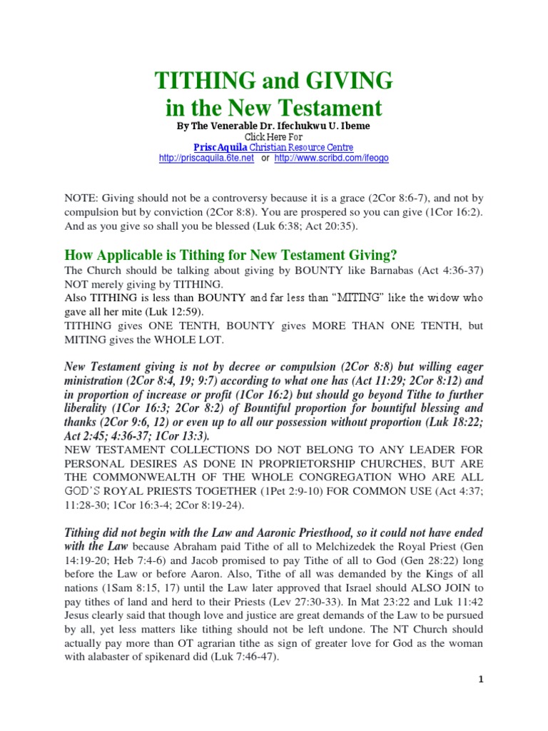 Tithing and giving in the new testament pdf tithe ten commandments