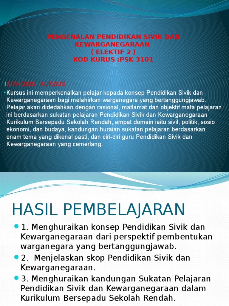 Pengenalan Pendidikan Sivik Dan Kewarganegaraan Psk 3101 Pdf