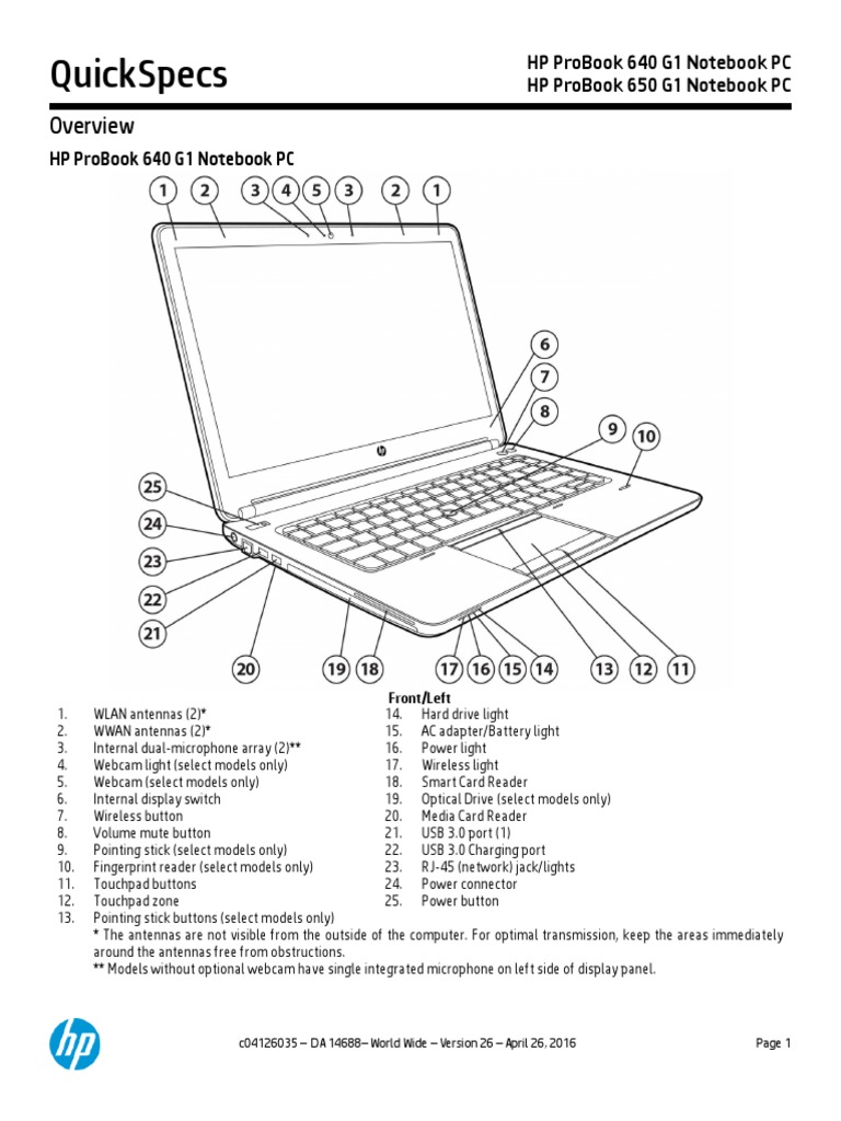 HP ProBook 640 G1 Notebook | PDF | Cd Rom | Dvd