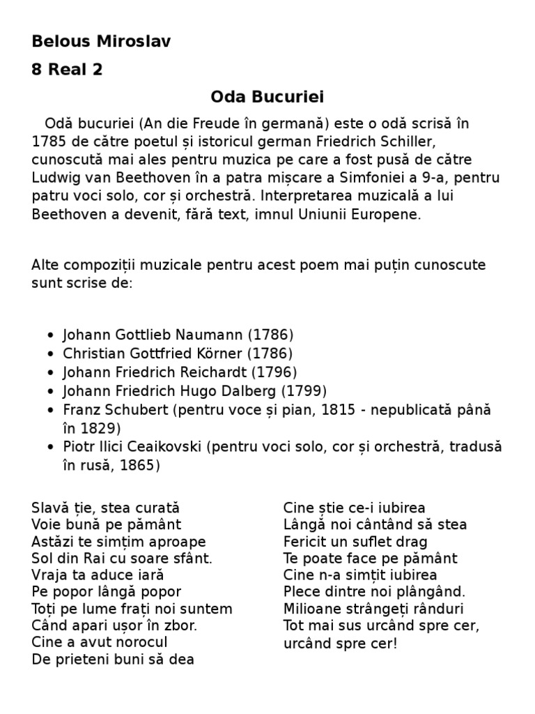 Oda Bucuriei Docx