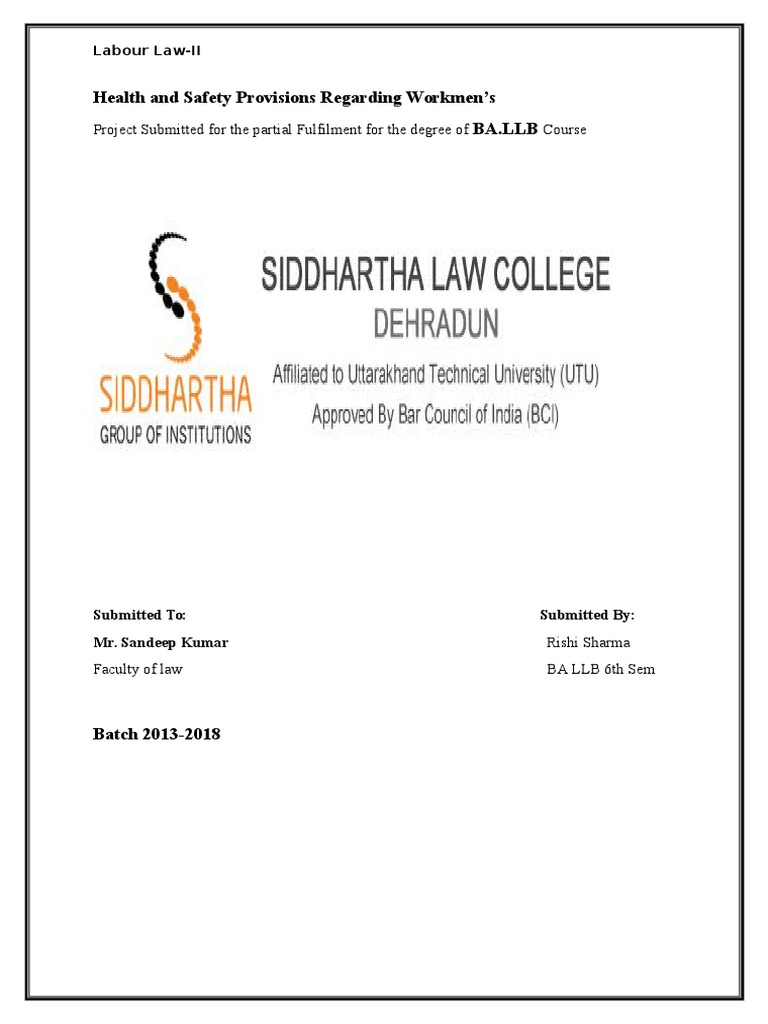Health And Safety Provisions Regarding Workmen S Ba Llb Download