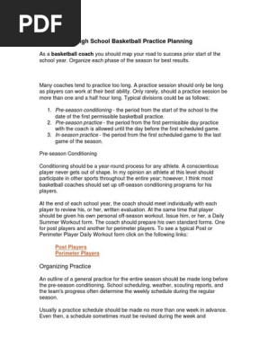 High School Basketball Practice Plan PDF Free Download
