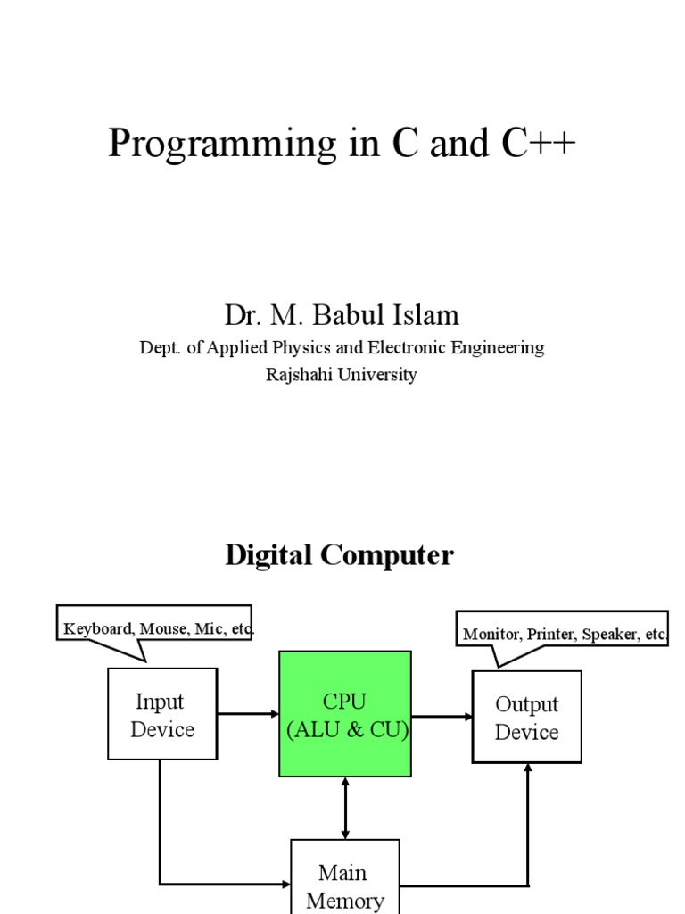 Programming in C and C++: Dr. M. Babul Islam | PDF | Integer (Computer ...