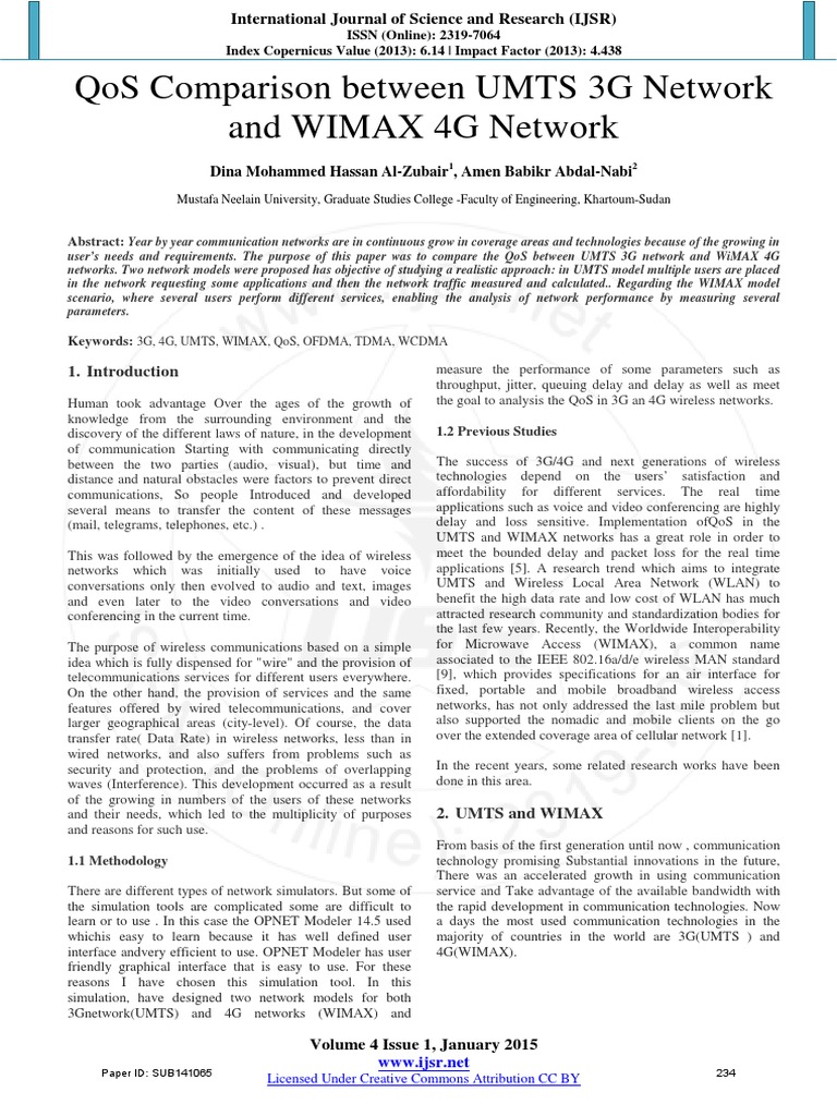 QoS Analysis of UMTS vs. WIMAX Networks | PDF | 3 G | Wi Max