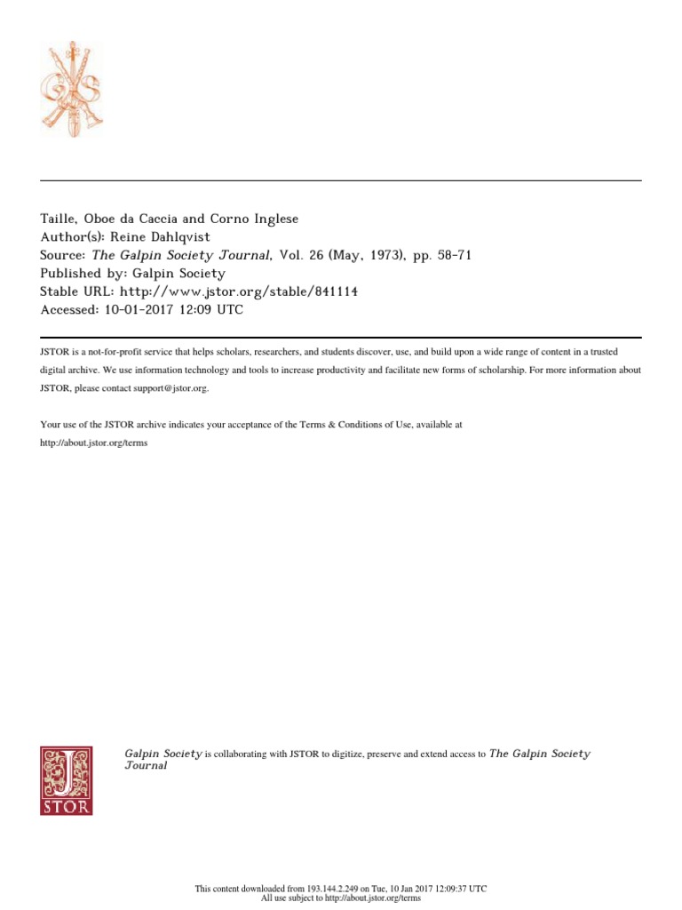 Oboe Da Caccia PDF Oboe Cor Anglais