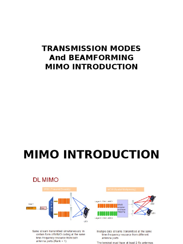 Transmission Modes and Beamforming | PDF