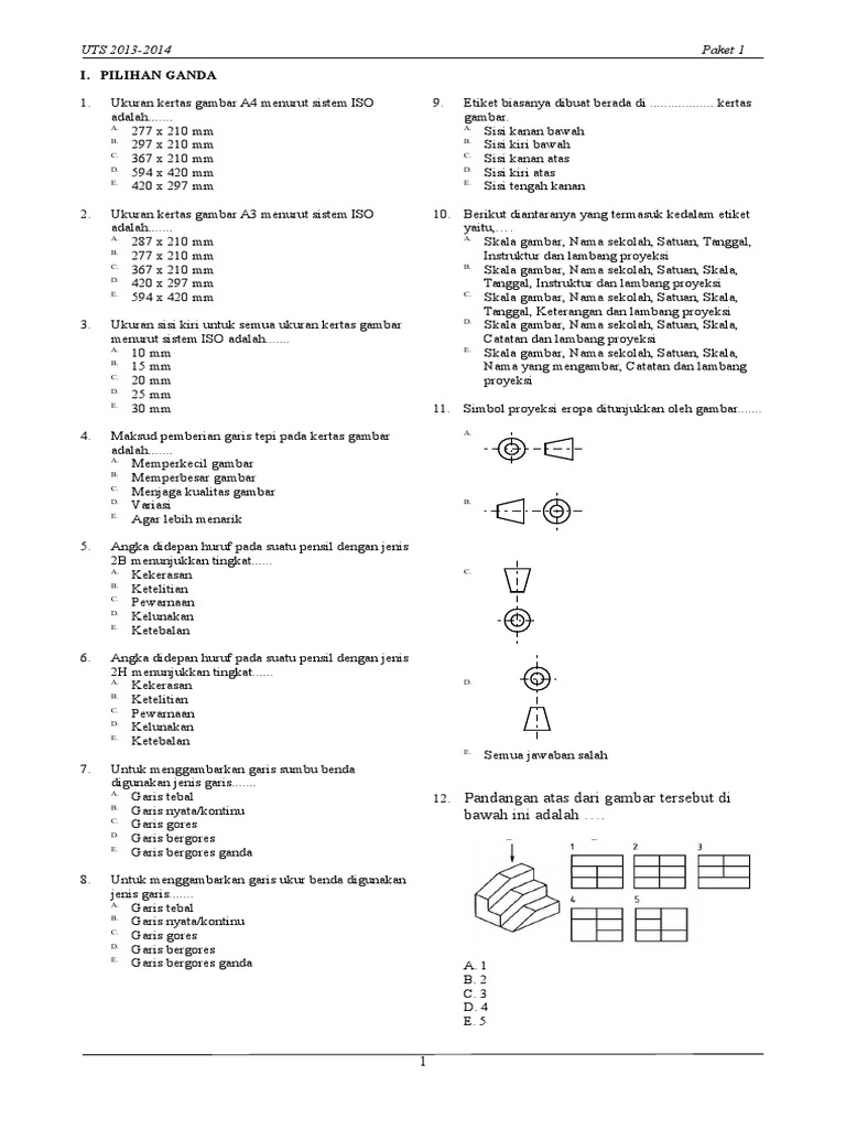  Soal Gambar Teknik  Uas Kelas 1